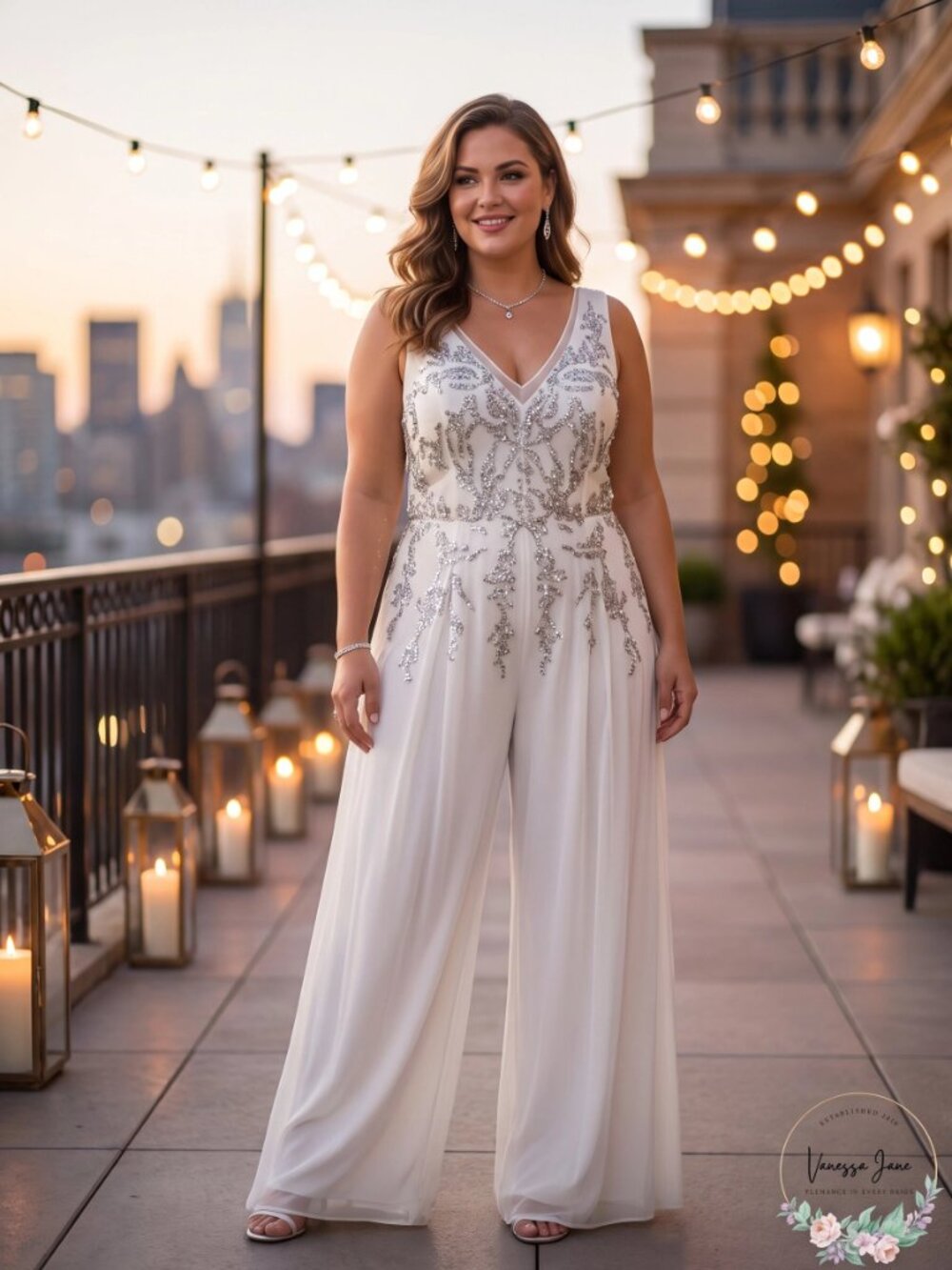 𝅺Adrianna Papell Sequined Georgette Wide-Leg Jumpsuit, Size 18